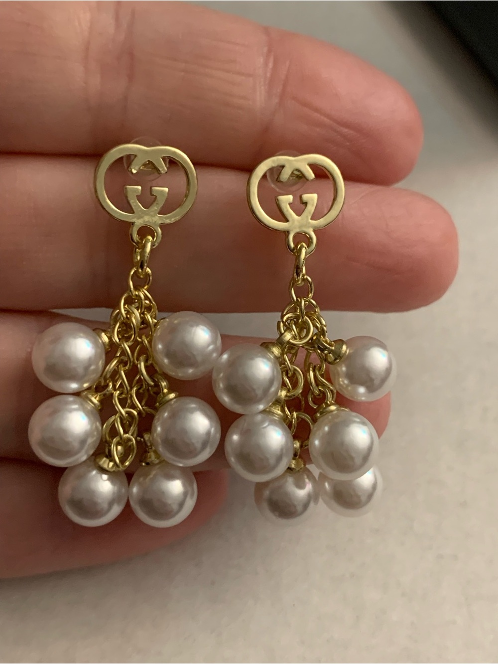 Gold-Tone Pearl Drop Earrings